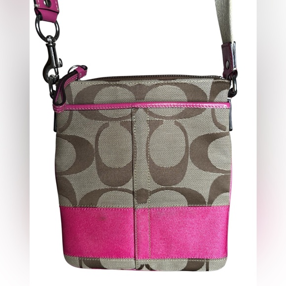 Coach Pink/Brown Monogram Crossbody Bag - Picture 3 of 7